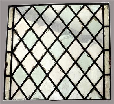 Five antique leaded stained glass panels Each lozenge glazed. 58 x 62 cms. (5) Generally in good