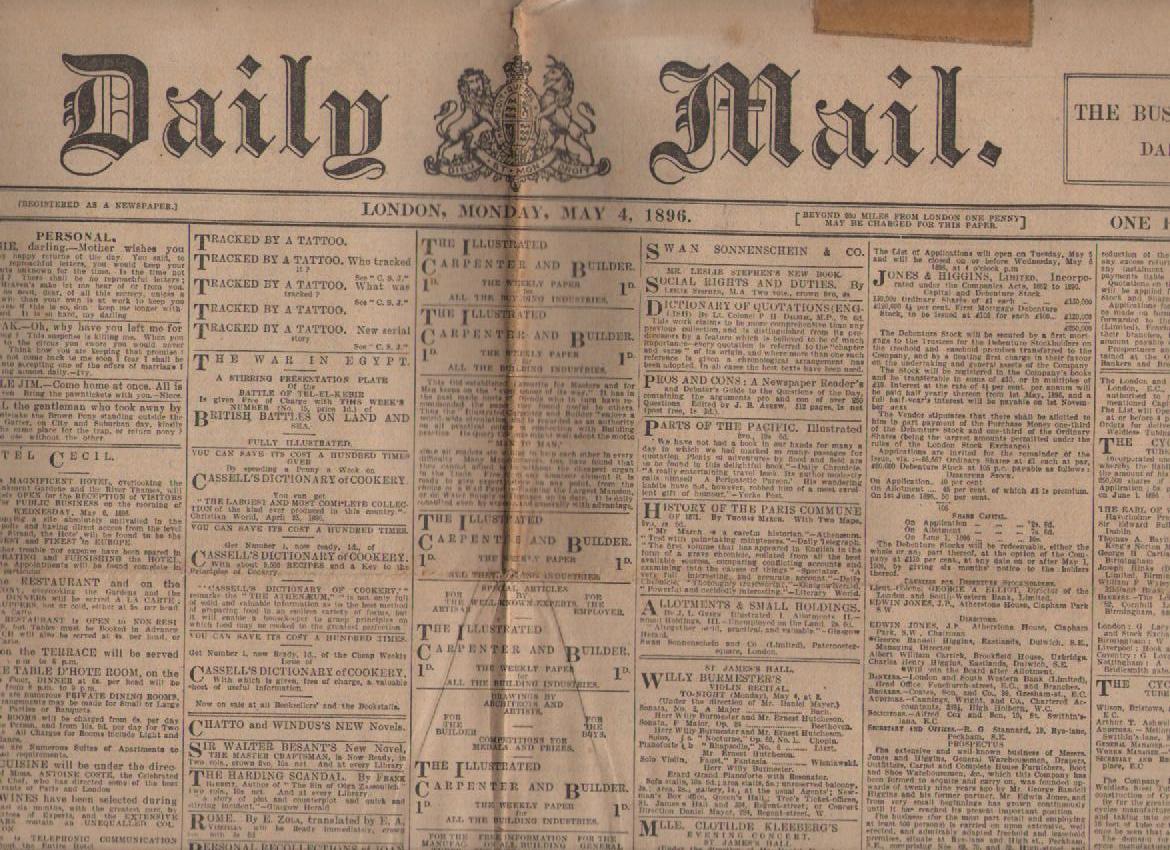 First edition of the Daily Mail. Ephemera newspaper Daily Mail good