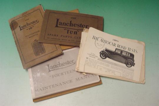 The Lanchester Ten Motor Car Booklets: To include Spare parts Catalogue, Instruction Manual,