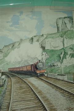LMS Train Watercolour: By Norman Holloway bright and vibrant signed to bottom right hand corner
