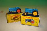 Boxed Matchbox / Lesney No72 Fordson Major Tractor: Two Variations Both with Black Plastic Wheels
