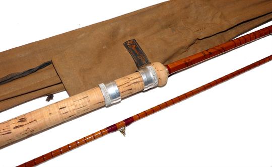 ROD: Fine B James & Son London England Richard Walker Mk1V, 10’ 2 piece split cane rod, burgundy