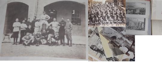 Photographs and engravings collection including an football photograph 1860-1870s^ views of Middle