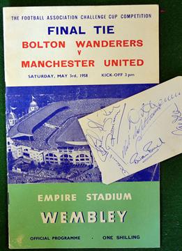 1958 FA Cup Final Manchester United v Bolton Wanderers Football Programme - together with album page