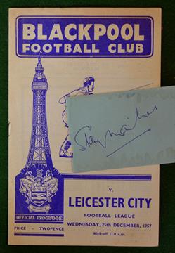 1957/58 Blackpool v Leicester City Football Programme: together with an album page signed by Stan
