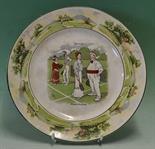 Amusing Lawn Tennis Plate by Victor Venner c1905 - titled ‘Tennis - Mixed Doubles’ signed by the