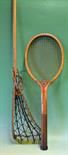 1910 Convex wedged wooden tennis racket – engraved “juvenile" to the throat, all original strings