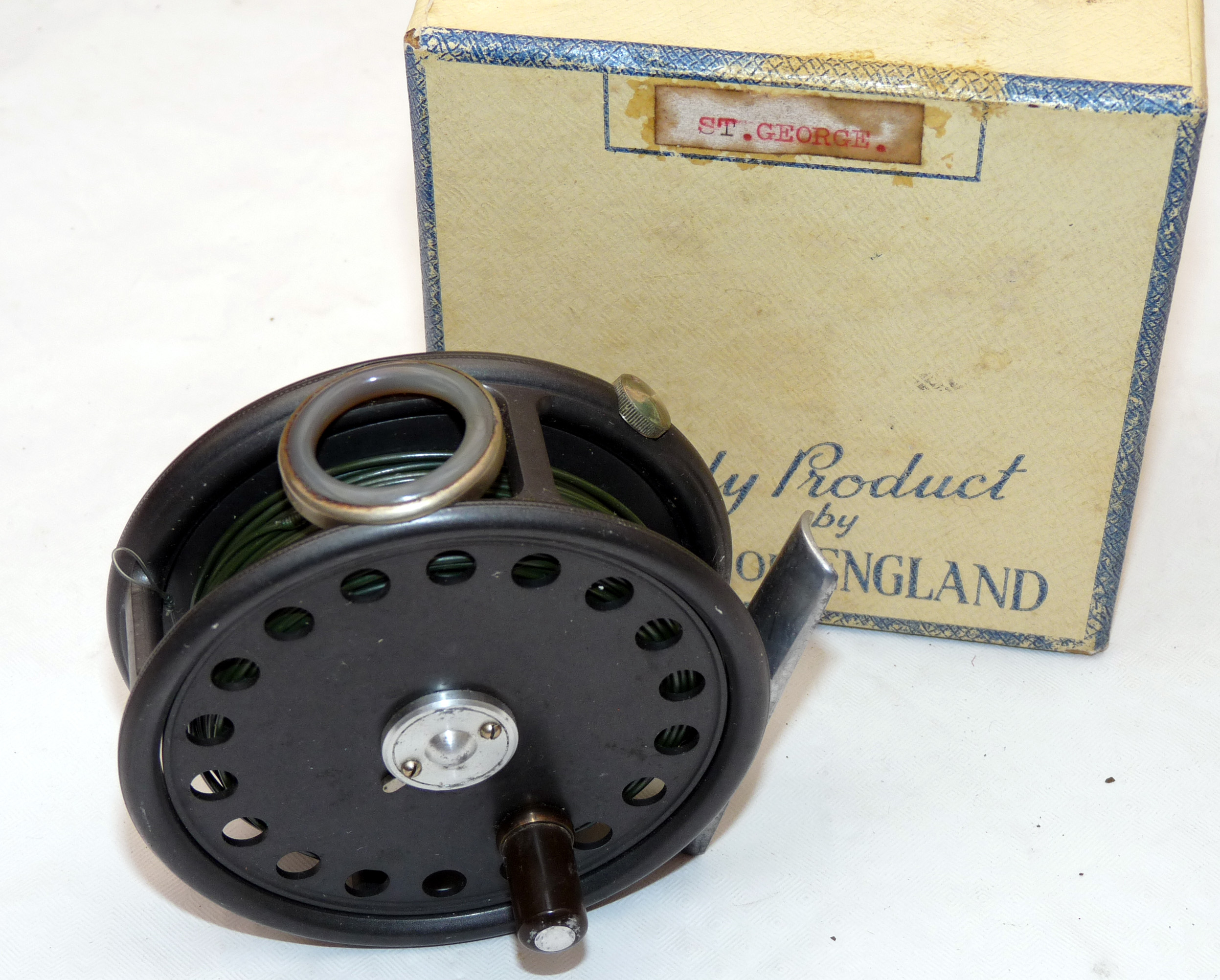 REEL: Hardy “The St. George” LEFT HAND WIND 3 3/8” alloy trout fly reel, smooth agate line guide,