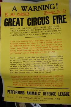 Ephemera – Poster – Performing Animals Defence League A Warning to all Parents – Great Circus