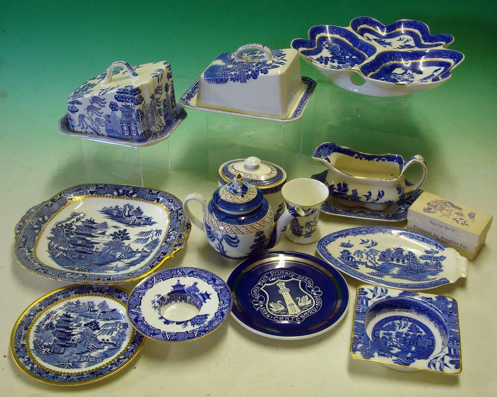 Collection of 19th/20th Century Blue & White China: To include Tea Pots, Gravy Boat, Butter Dish,