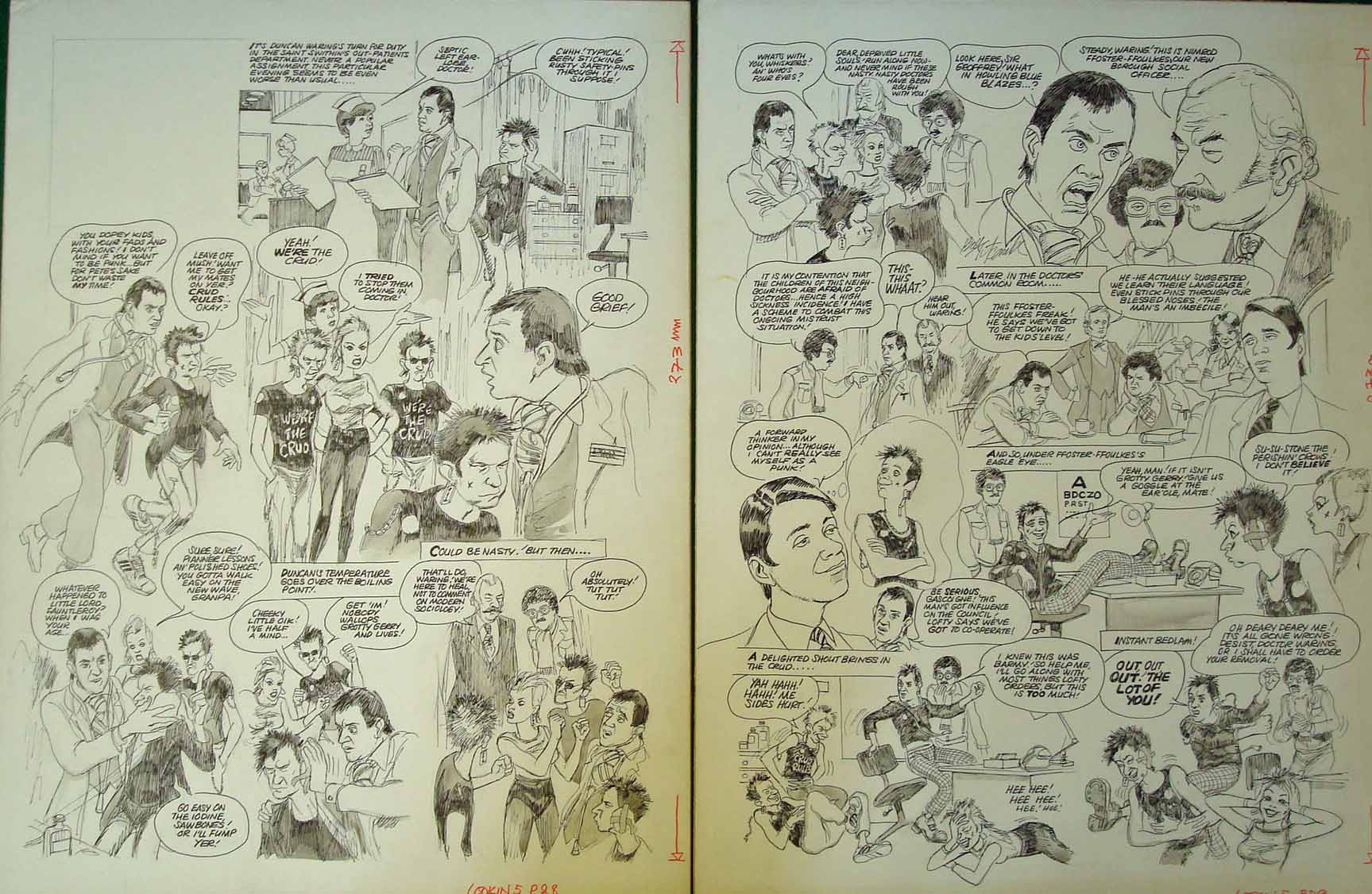 Original Artwork Doctor on the Go featuring in The Look-in Comic: Double page spread from issue