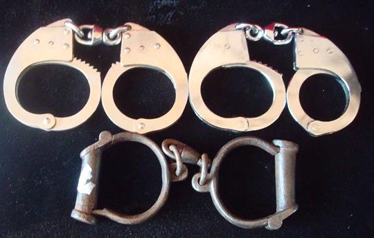 Selection of Handcuffs: Three sets in total to include a early pair and two later British Chrome