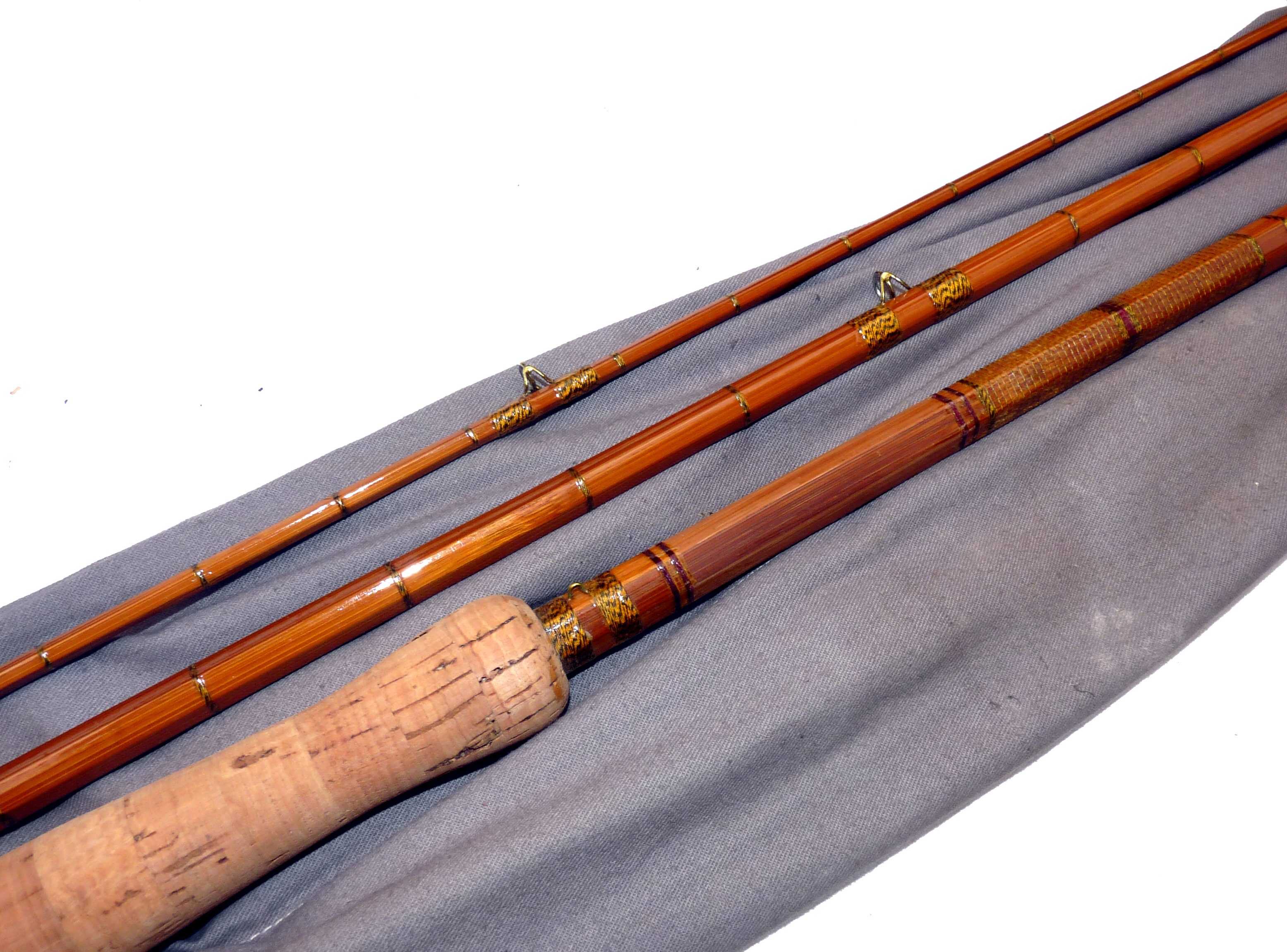 ROD Martin James of Redditch 11` 3 piece split cane salmon fly rod