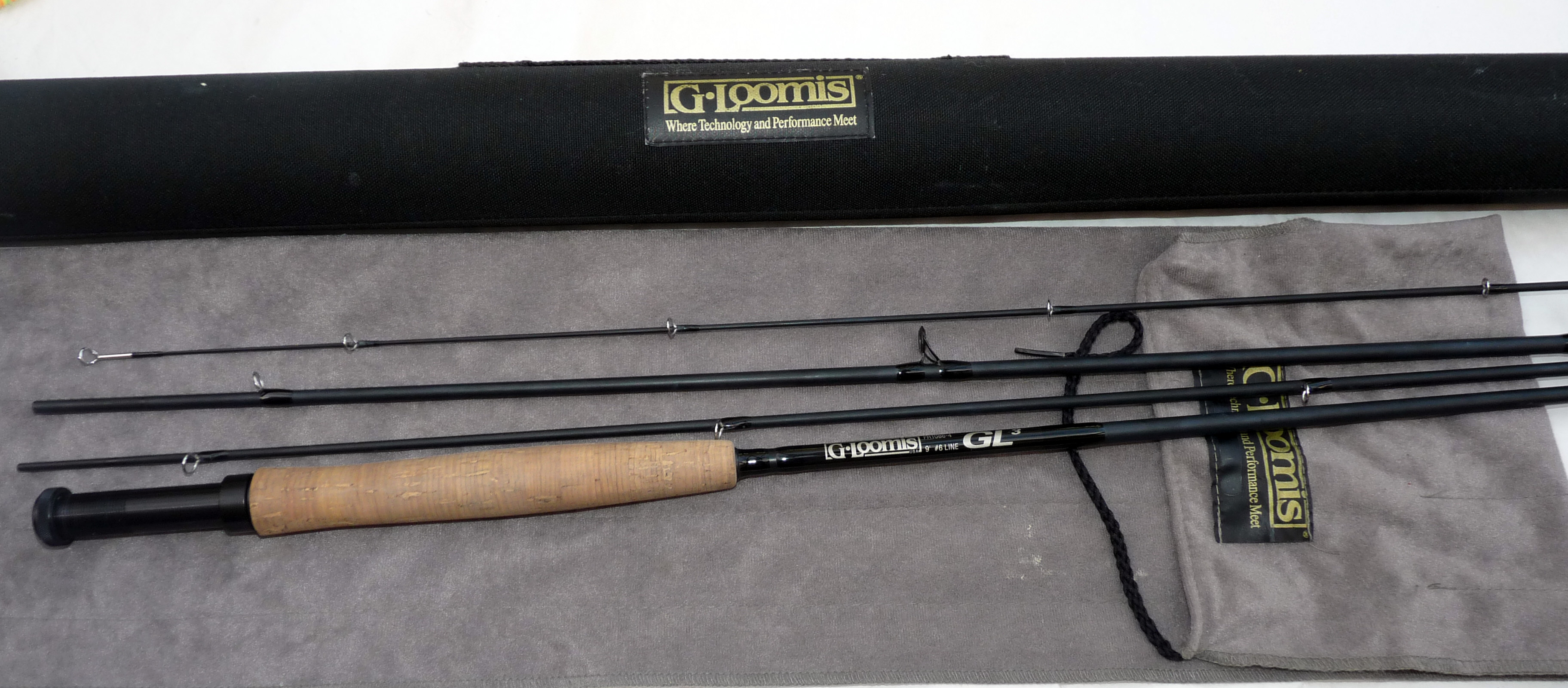 ROD & TUBE (2) G Loomis USA GL3 9` 4 piece high tech carbon travel fly