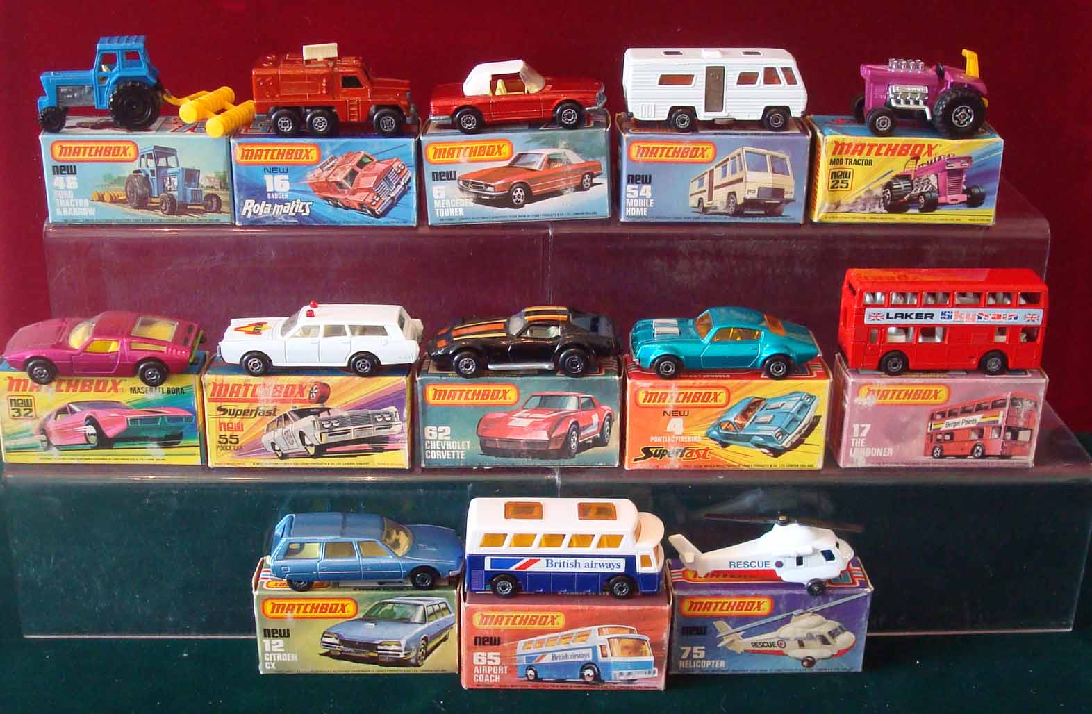 Matchbox Superfast/Rolamatics Diecast Cars: To include numbers 4 Pontiac Firebird, 6 Mercedes