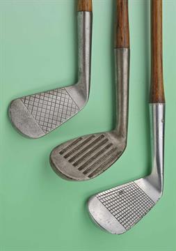 3x various Tom Stewart face pattern irons to incl Tom Stewart St Andrews Deep grooved faced mashie