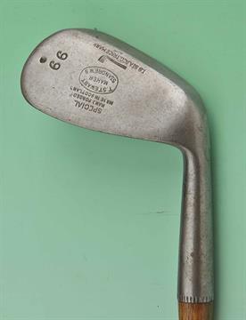 Scarce Tom Stewart “66” round toed unnamed large head mashie niblick stamped 66 to the head c/w