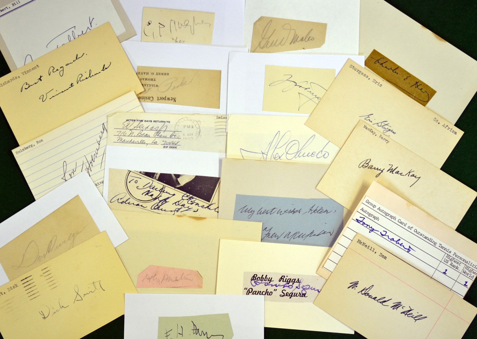 Quantity of c.1930/50s Tennis Signatures â€“ including past champions such as T Trabert, Don