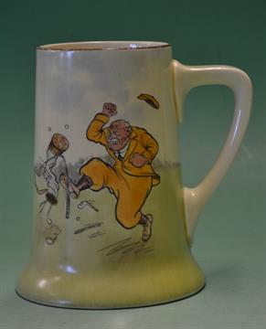 Scarce Royal Doulton "Bateman" golfing series 1pt tankard c1930s â€“featuring the "Irate Golfer",