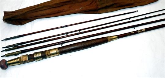ROD: Giles Little, Market St., London “The Little Haymarket Rod” 9’6” greenheart 5 section incl.