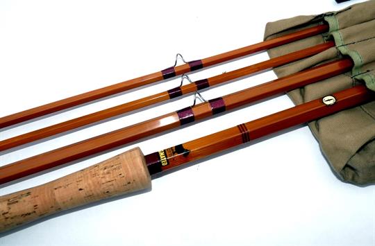 ROD: JS Sharpe of Aberdeen for Farlow 14’ 3 piece spliced joint impregnated cane salmon fly rod, c/w