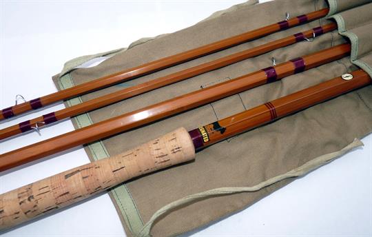 ROD: JS Sharpe of Aberdeen for Farlow 15’ 3 piece spliced joint impregnated cane salmon fly rod, c/w