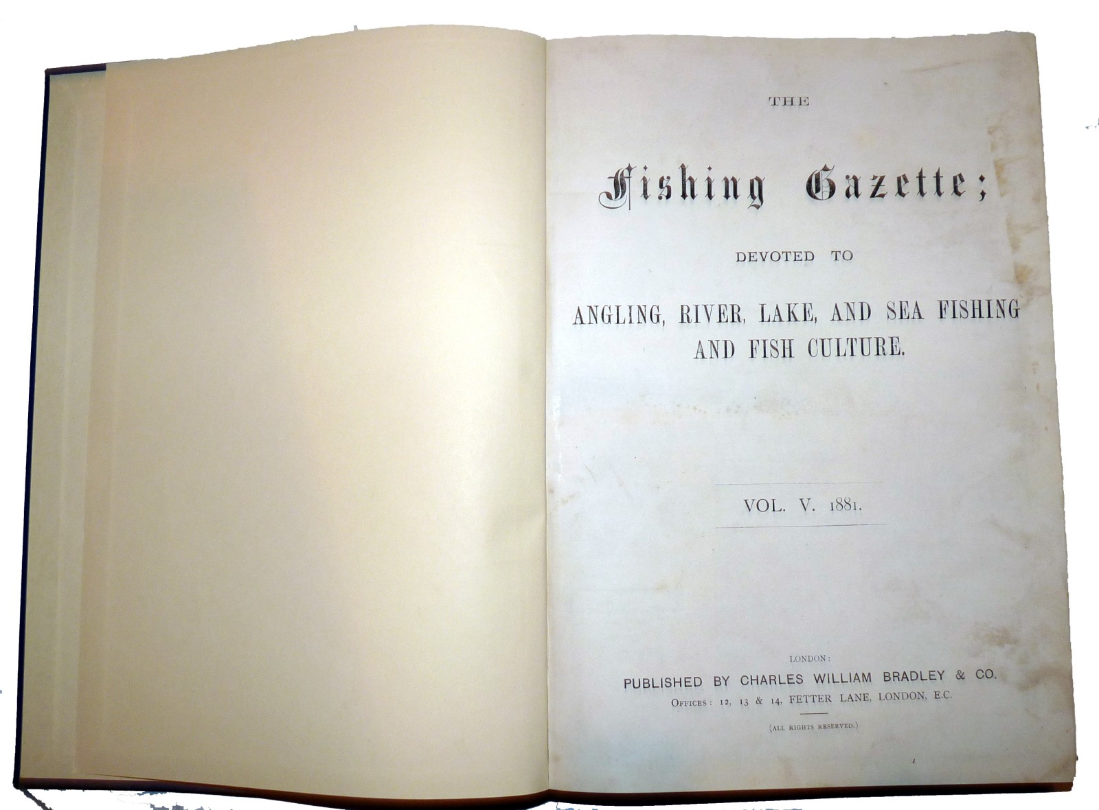 FISHING GAZETTE: Leather bound volume of The Fishing Gazette magazine 1881, full 12 months, original