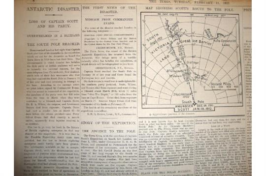 Polar ? Antarctic ? Captain Scott fine group of approx seven consecutive editions of The Times^