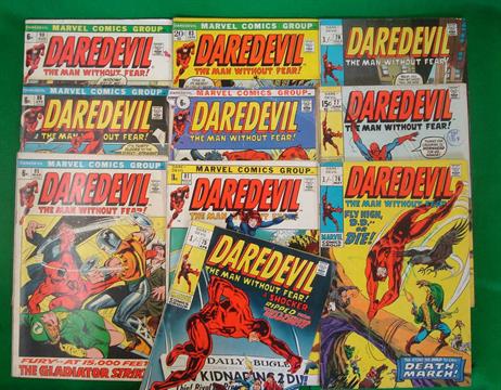 1970s Marvel Comics Daredevil: Ten issues consisting of numbers 75, 76, 77, 78, 81, 82, 83, 85,