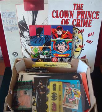 Collection of Batman Related Items: To consist of The Joker 1982 Sign, George Perez Portfolio, Odd