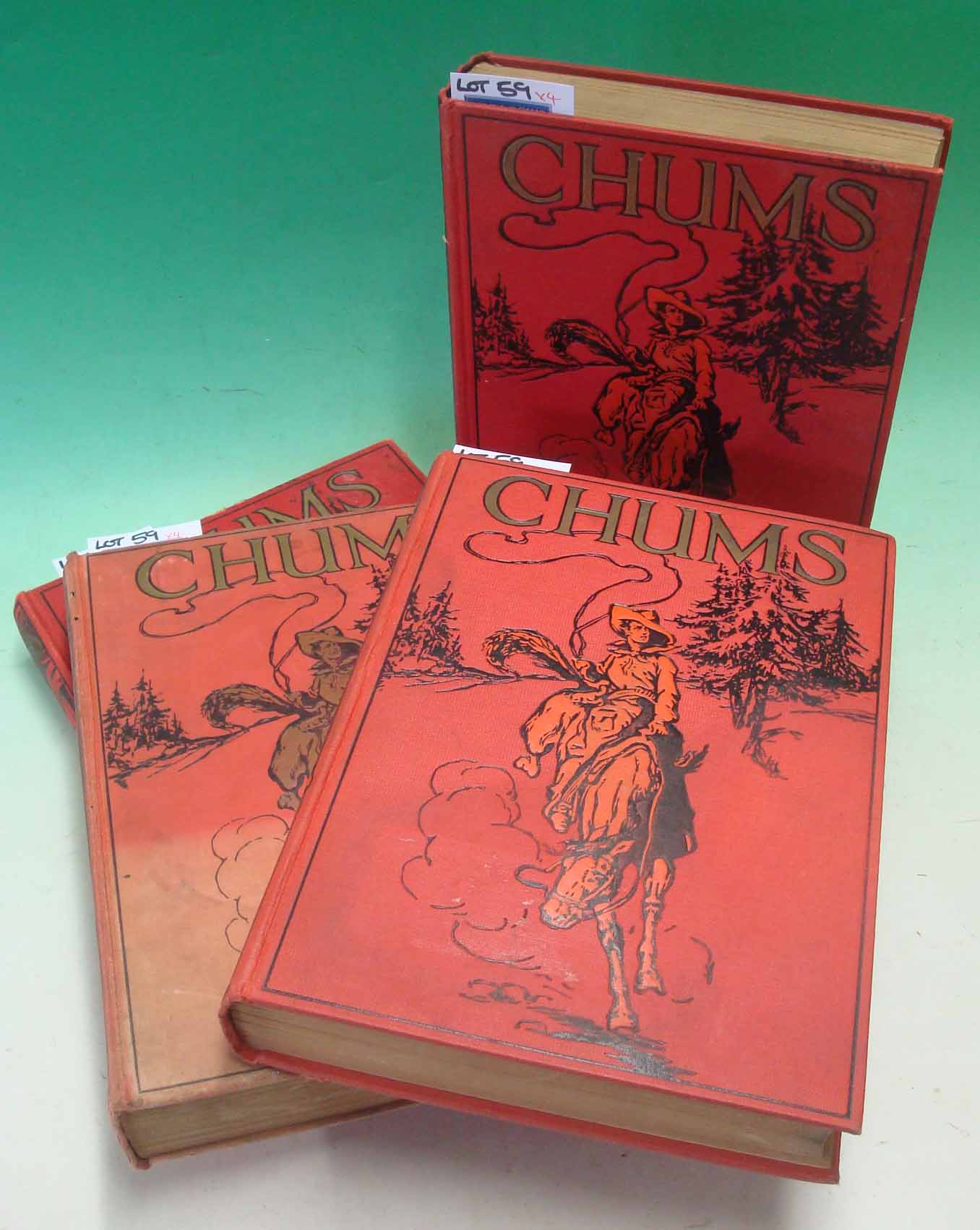 1930s Chums Annual Bound Editions: Four bound copies featuring many interesting Stories for the
