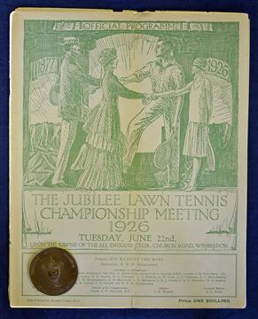 1926 Wimbledon Jubilee 50th Anniversary tennis Men’s Participants medal and programme to incl Bronze