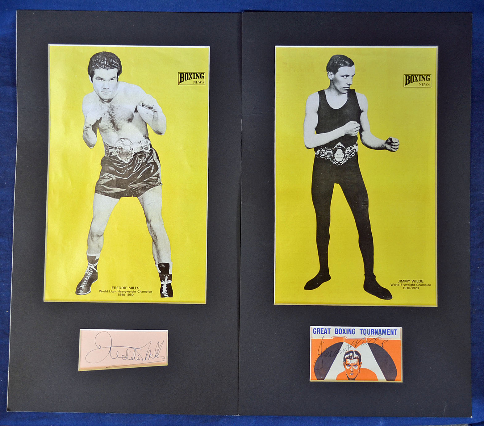 2 x Boxing Signed Prints to include Jimmy Wilde World Flyweight Champ 1916-1923 and Freddie Mills