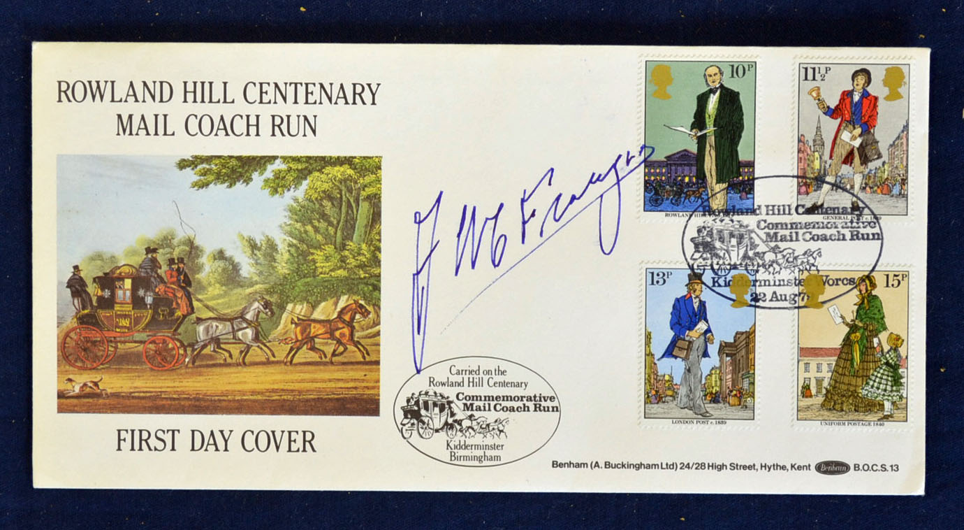 Juan Manual Fangio Formula One Motor Racing Champion Signed First Day Cover with Rowland Hill