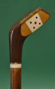 Good contemporary Sunday golf walking stick fitted with beech wood socket head golf club handle –