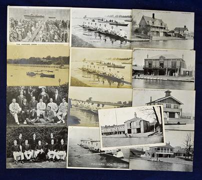 10x Cambridge University v Harvard Boat race rowing postcards form 1906 – to incl both rowing scenes