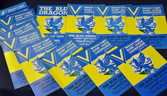 1981/82 Cardiff City Blue Dragons rugby league programmes (h) – 14x programmes from their first