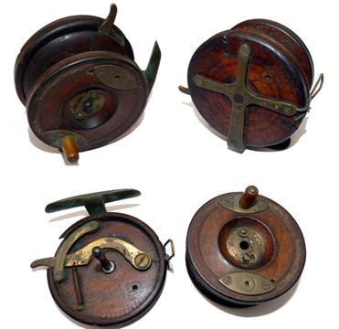 REEL: Hardy 3" Nottingham Silex pattern wood and brass starback reel, dished face, telephone drum