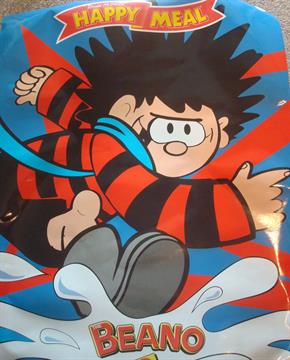 Two MacDonald Laminated Posters: Dennis the Menace and Disneyland Paris both Shop display Posters (