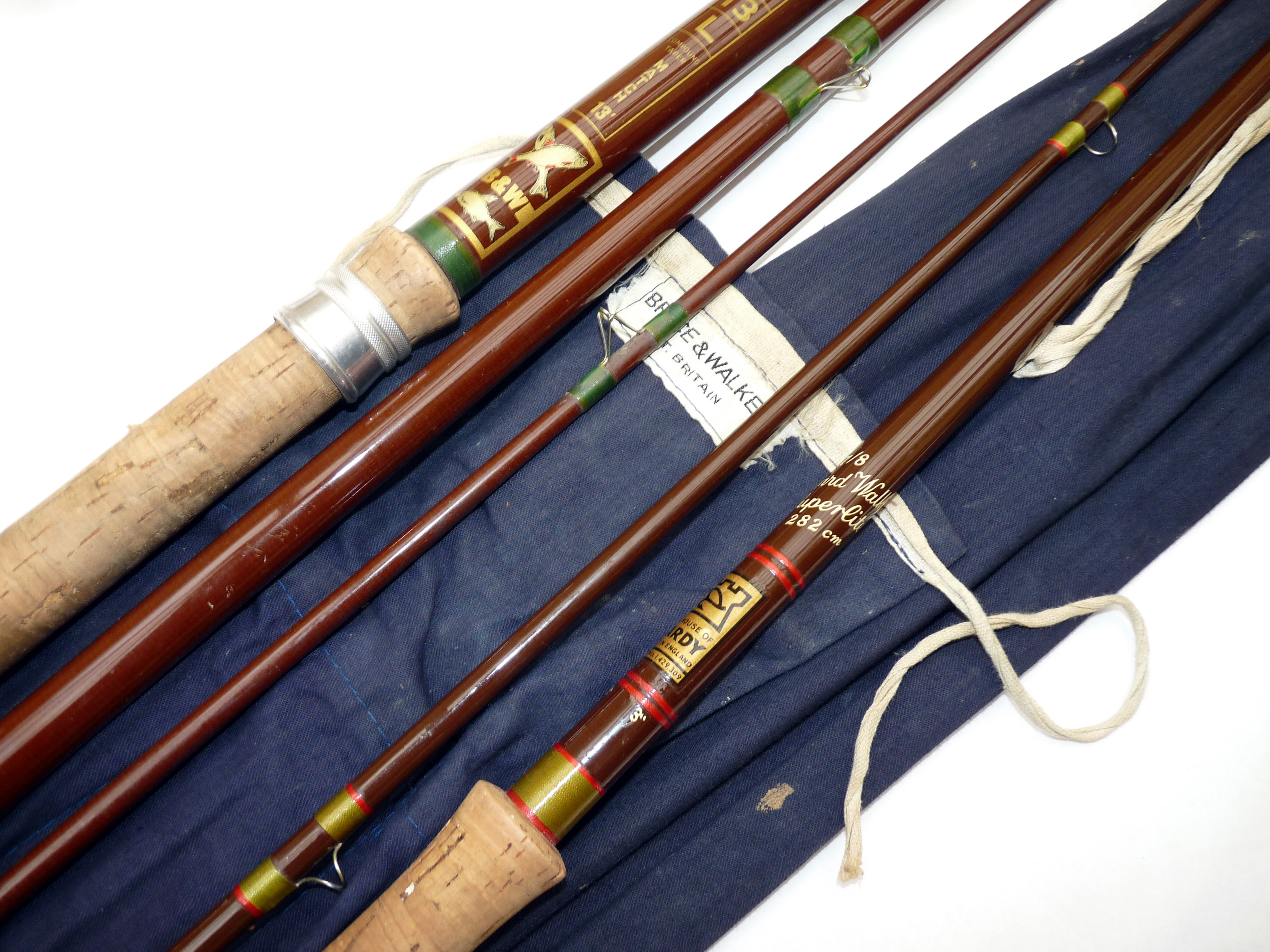 RODS (2) Bruce & Walker Flyer 13L Match Rod 13? 3 piece brown hollow