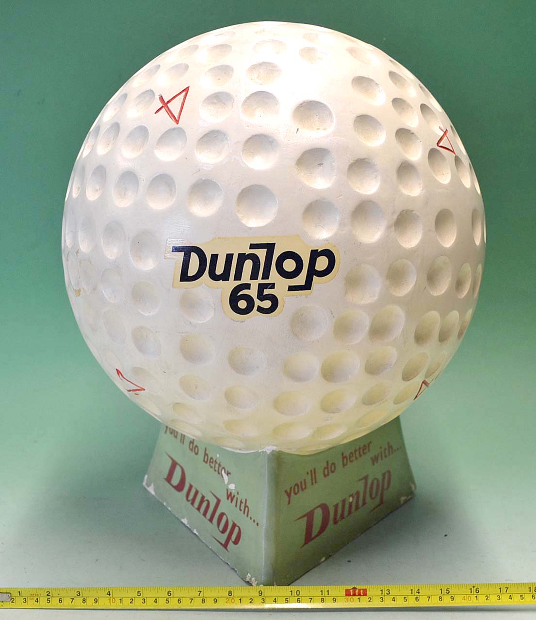 Rare and Large Giant Dunlop 65 Golf Ball shop counter display mounted