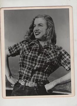 Marilyn in 1946 ? original bw photograph by Joseph Jasgur showing a very young Marilyn half-length - Image 1 of 2