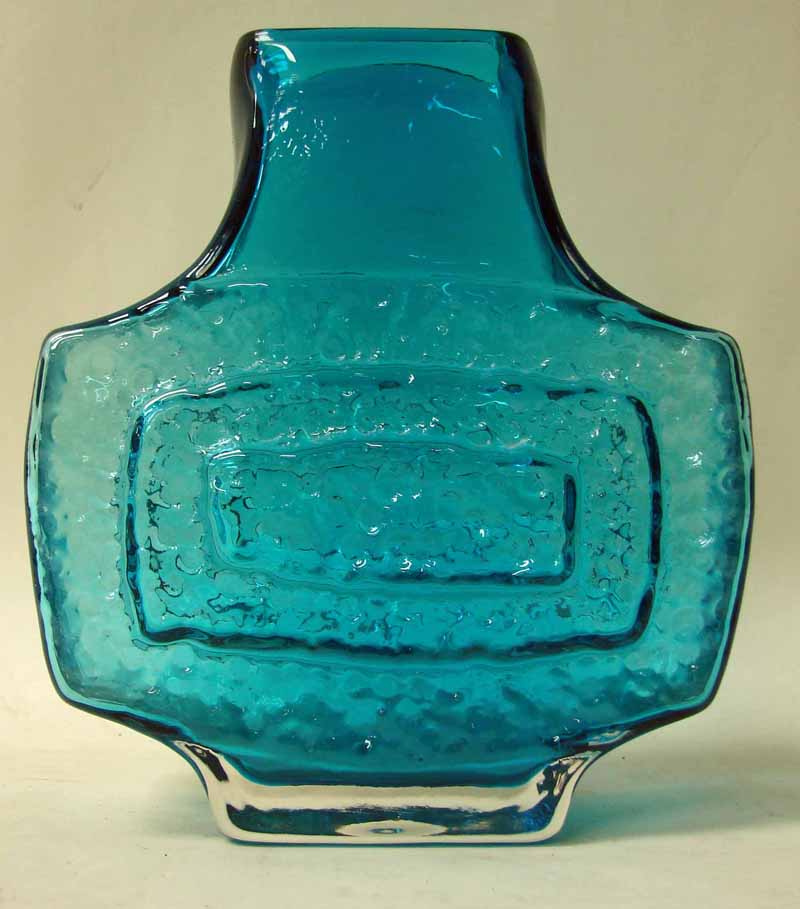 A Whitefriars glass TV vase in Kingfisher blue, after Geoffrey Baxter