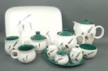 A Denby pottery part tea and coffee service decorated in the 'Greenwheat' pattern, comprising tea