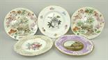 A group of plates comprising 'Near Rye Sussex' painted by Anna Baker, Jan 1822, two Wedgwood Japan