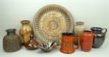 A group of West German ceramics including a Bay Keramik platter, and various vases by the