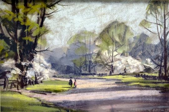 aubrey r phillips b 1920 crocus woods pastel drawing signed