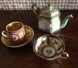 Noritake teapot a/f, French coffee can, Royal  Paragon hand painted cup and saucer signed H.