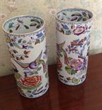 Pair of Masons Imari pattern vases, 26cms high.