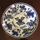 Eighteenth century Chinese blue and white dish with blue square mark, 27cms, minor chips to rim.